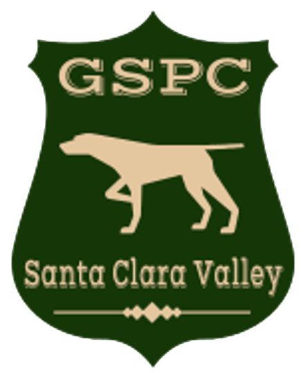 GSP Club of Santa Clara Valley logo - silhouette of pointing shorthair on green background