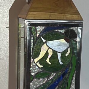 36" high lantern customized with GSP stained glass